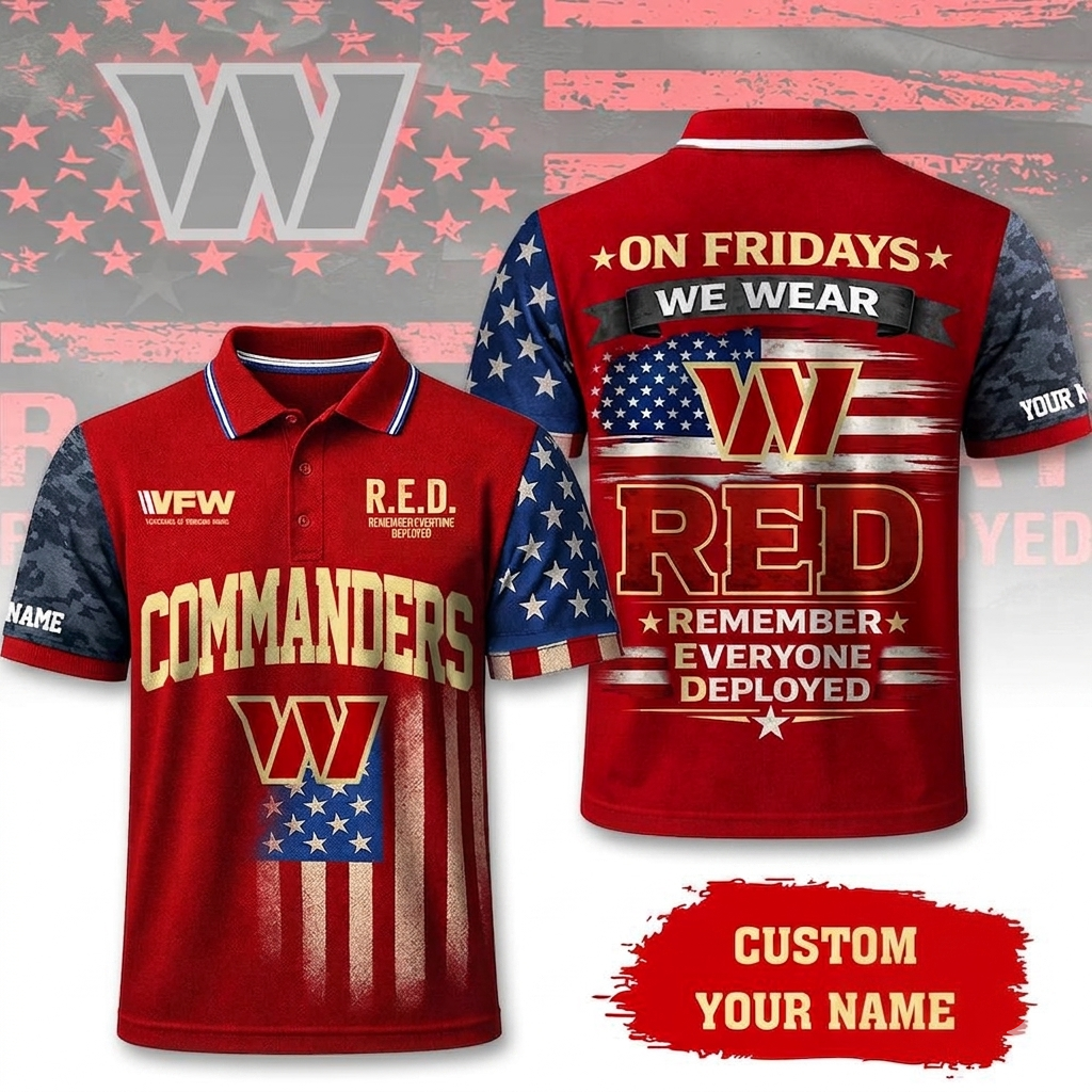 VIRAL EDITON - NEW CUSTOMIZED NFL12 WTC WASHINGTON COMMANDERS INDEPENDENCE DAY POLO SHIRT, ZIP POLO SHIRT & T-SHIRTS