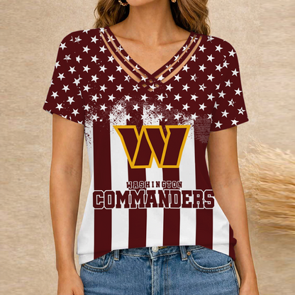 [SPECIAL OFFER] NEW CUSTOMIZED NFL12 WTC WASHINGTON COMMANDERS V-NECK SHIRT
