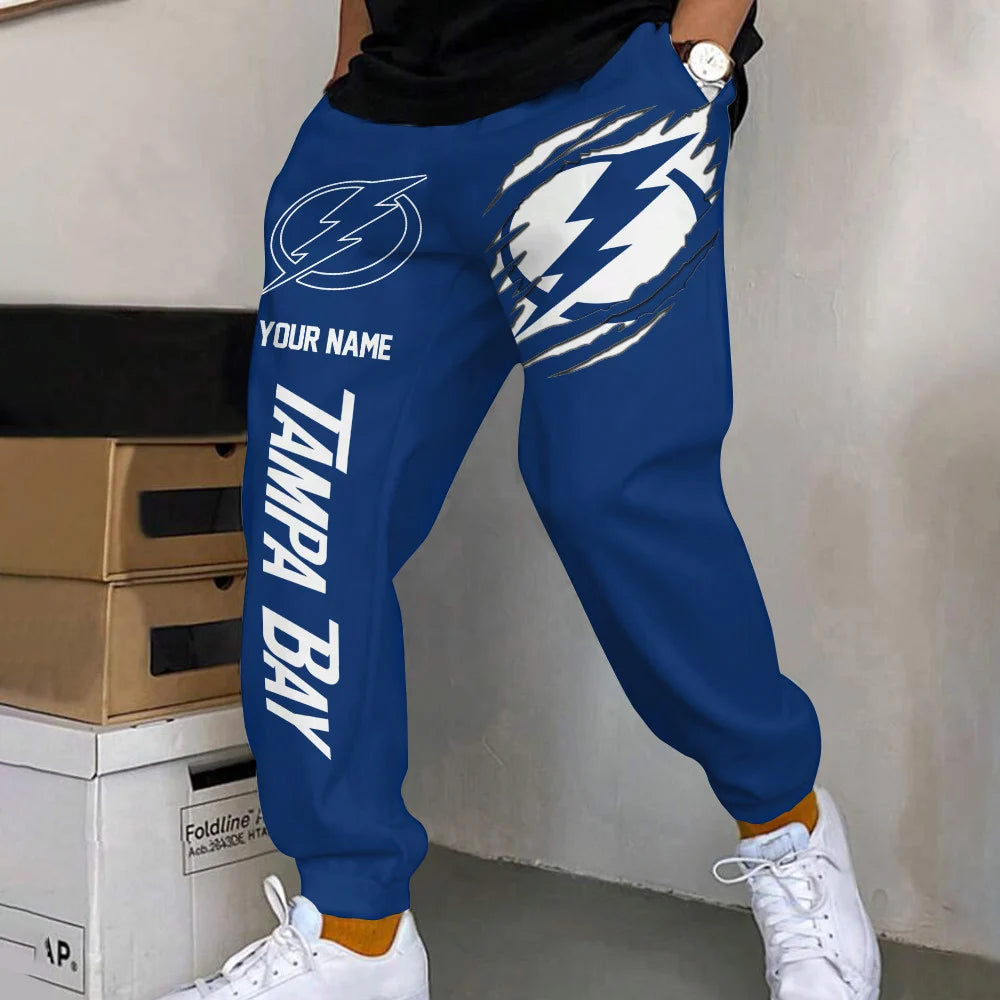 ELITE EDITION - NEW CUSTOMIZED NHL12 TPL TAMPA BAY LIGHTNING SWEATPANTS