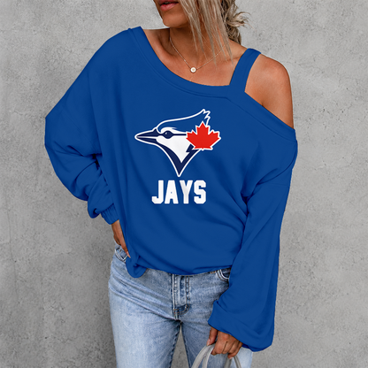 [FLASH SALE] NEW CUSTOMIZED MLB12 TBJ TORONTO BLUE JAYS DROP SHOULDER SWEATSHIRT