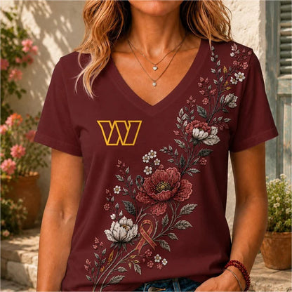ELITE EDITION - NEW CUSTOMIZED NFL12 WTC WASHINGTON COMMANDERS V-NECK FEMALE SHIRT