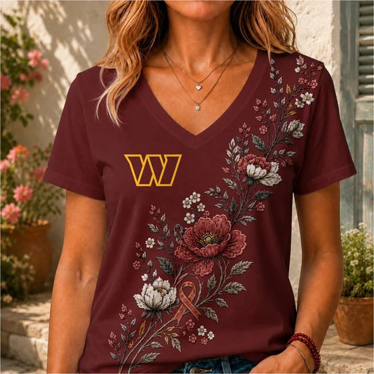 ELITE EDITION - NEW CUSTOMIZED NFL12 WTC WASHINGTON COMMANDERS V-NECK FEMALE SHIRT