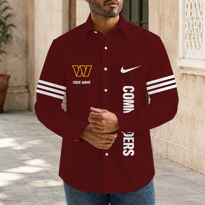 [SPECIAL OFFER] NEW CUSTOMIZED NFL12 WTC WASHINGTON COMMANDERS MEN'S LONG SLEEVE BUTTON-UP SHIRT
