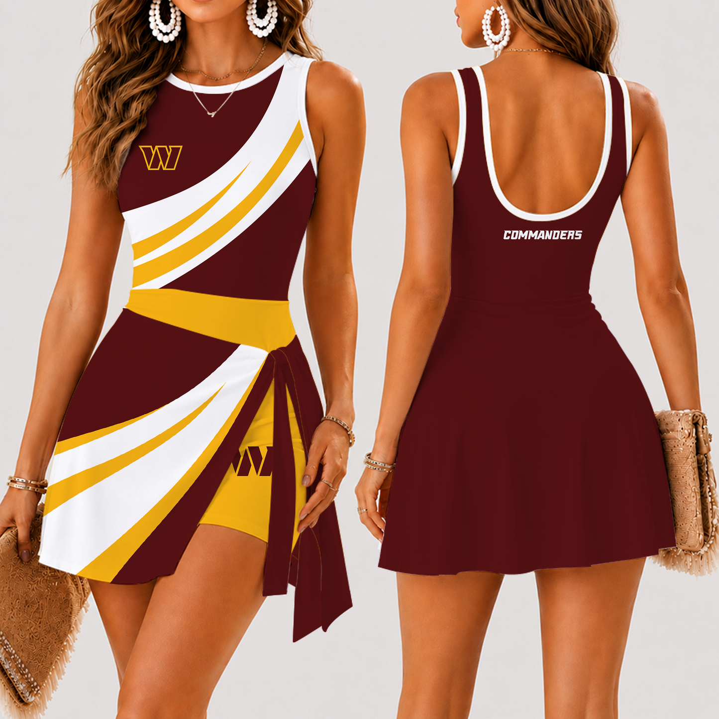 [SPECIAL OFFER] NEW CUSTOMIZED NFL12 WTC WASHINGTON COMMANDERS WOMEN'S SUMMER SKORT DRESS