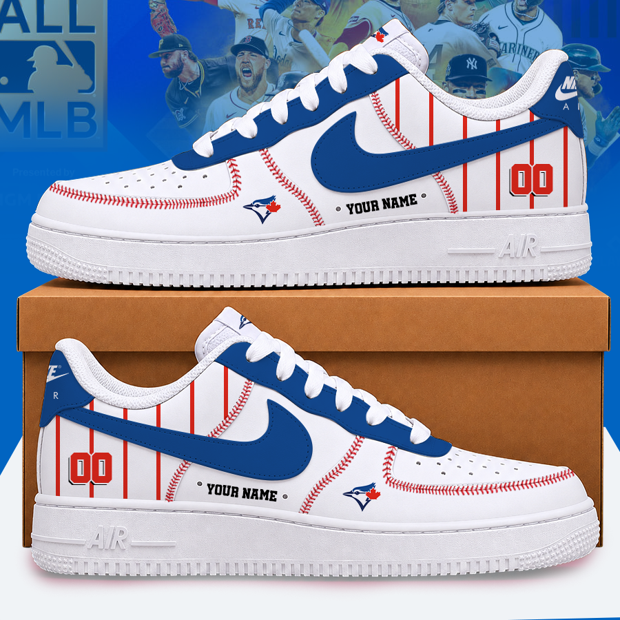 [FLASH SALE] NEW CUSTOMIZED MLB12 TBJ TORONTO BLUE JAYS AF1 SHOES