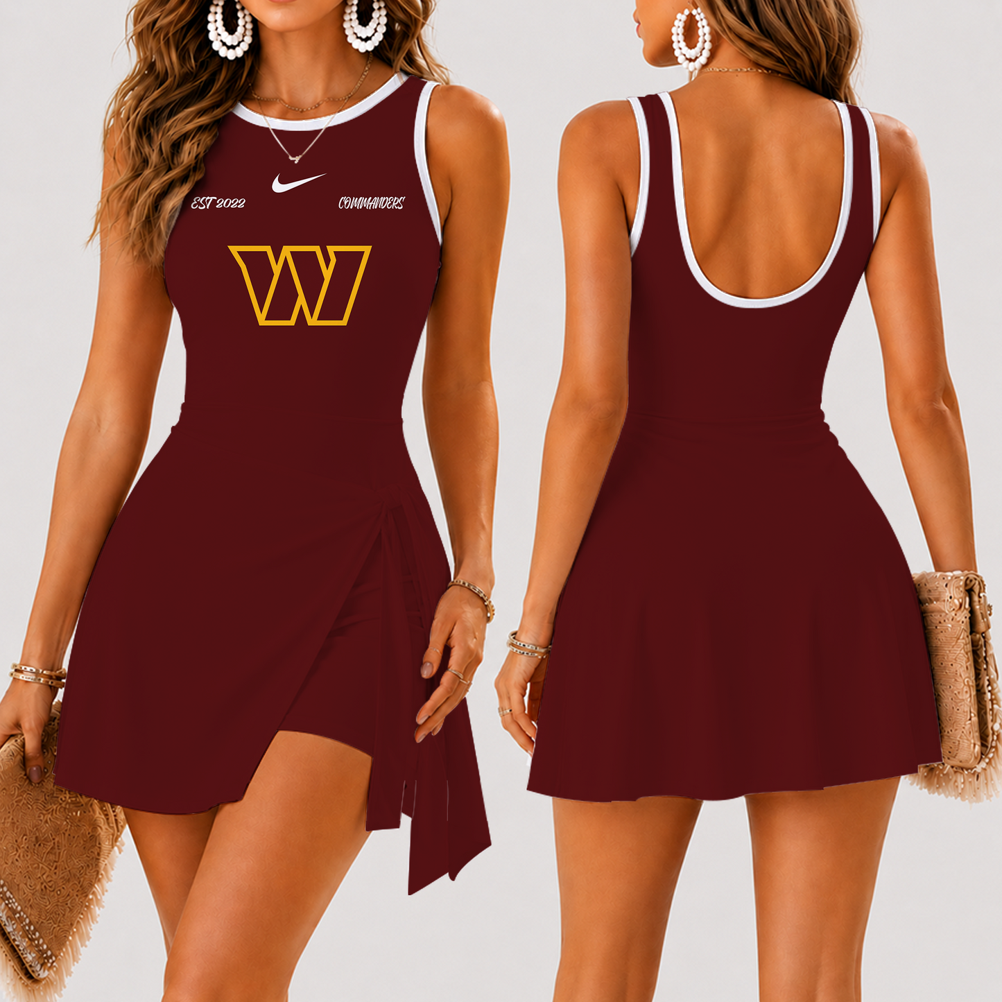 [SPECIAL OFFER] NEW CUSTOMIZED NFL12 WTC WASHINGTON COMMANDERS WOMEN'S SUMMER SKORT DRESS