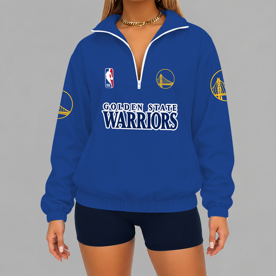 [HOT DEAL] NEW CUSTOMIZED NBA12 GSW GOLDEN STATE WARRIORS V-NECK ZIPPER SWEATSHIRT JACKET