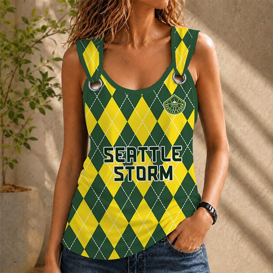 [FAN FAVORITE] NEW CUSTOMIZED WNBA12 STS SEATTLE STORM O-RING SHOULDER TANK TOP