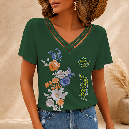 [FAN FAVORITE] NEW CUSTOMIZED WNBA12 STS SEATTLE STORM V-NECK SHIRT