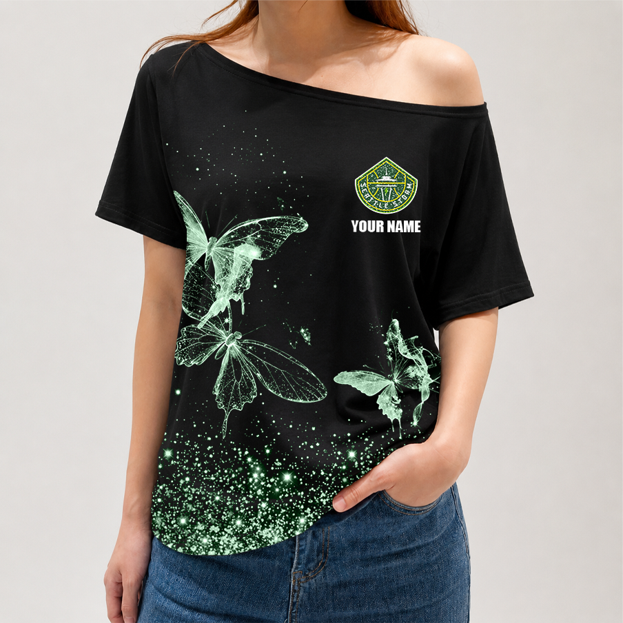 [FAN FAVORITE] NEW CUSTOMIZED WNBA12 STS SEATTLE STORM OFF-SHOULDER SHIRT