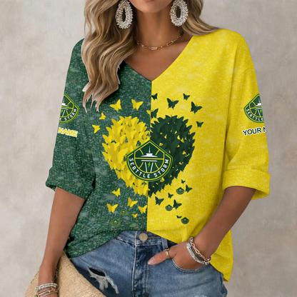 LIMITED EDITION - NEW CUSTOMIZED WNBA12 STS SE STORM  WOMEN'S HEART V-NECK LONG SLEEVE SHIRT
