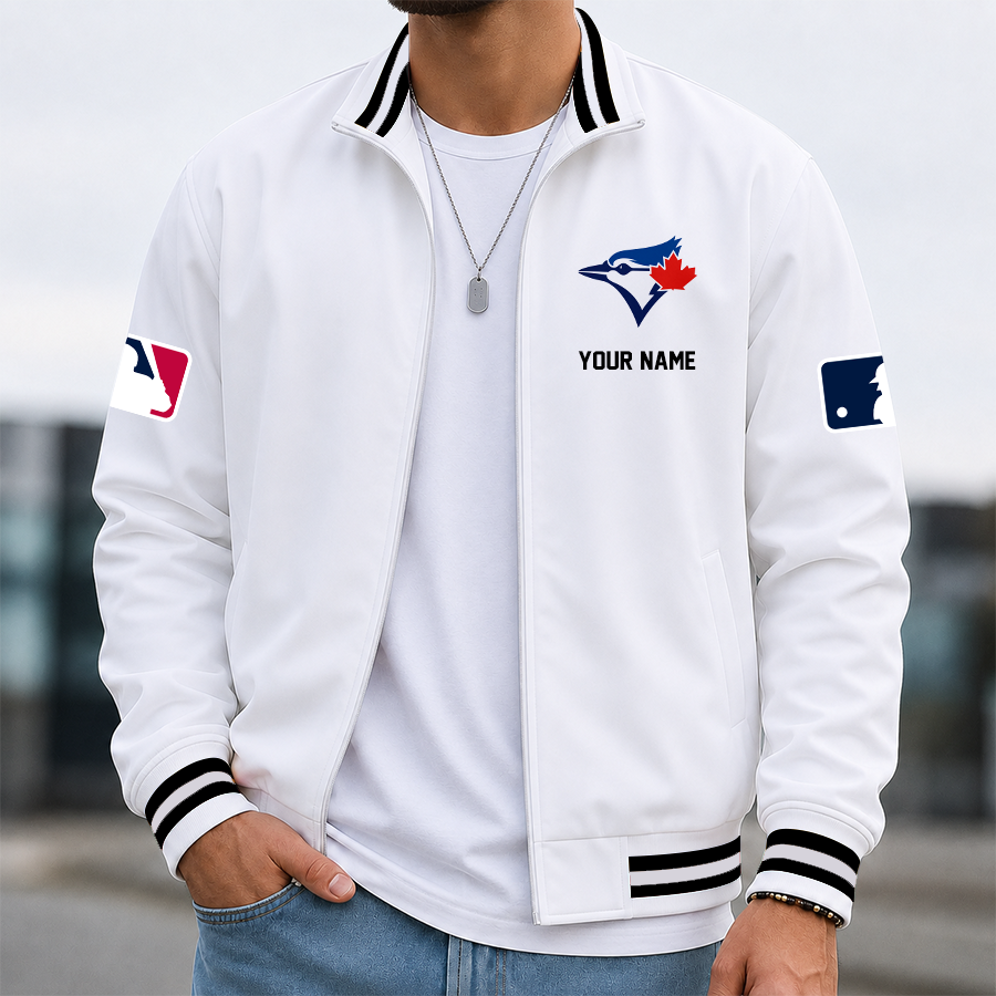 [FLASH SALE] NEW CUSTOMIZED MLB12 TBJ TORONTO BLUE JAYS MULTICOLOR MEN'S CASUAL JACKET
