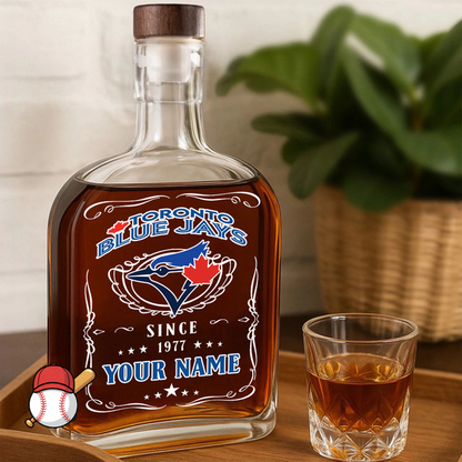 LIMITED EDITION - NEW CUSTOMIZED MLB12 TBJ TORONTO BLUE JAYS LUXURY WHISKEY BOTTLE 450ML