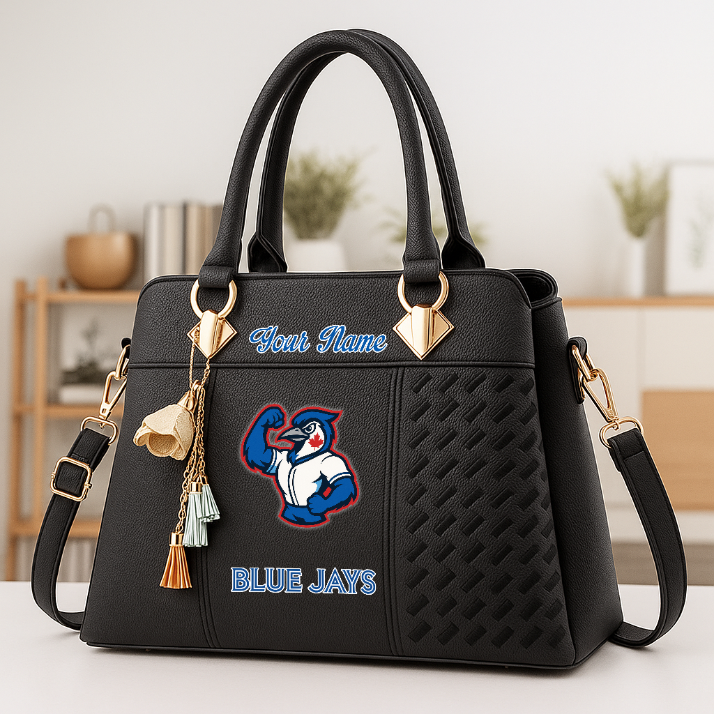 LIMITED EDITION - NEW CUSTOMIZED MLB12 TBJ TORONTO BLUE JAYS ZIP HANDBAG MULTICOLOR