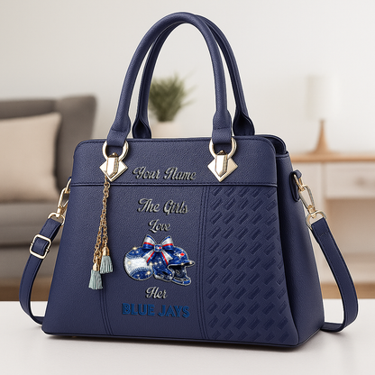 LIMITED EDITION - NEW CUSTOMIZED MLB12 TBJ TORONTO BLUE JAYS ZIP HANDBAG MULTICOLOR