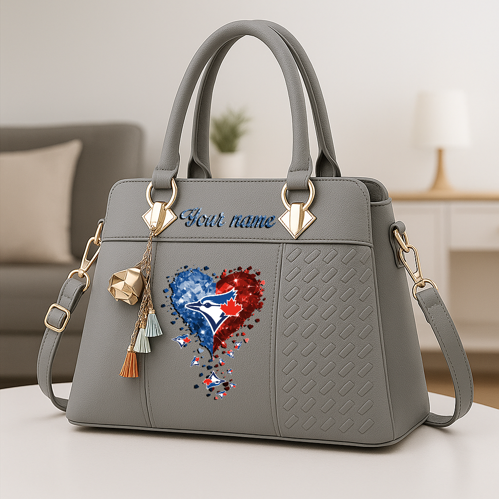 LIMITED EDITION - NEW CUSTOMIZED MLB12 TBJ TORONTO BLUE JAYS ZIP HANDBAG MULTICOLOR