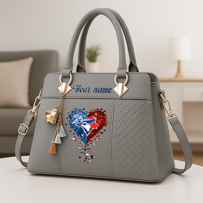 LIMITED EDITION - NEW CUSTOMIZED MLB12 TBJ TORONTO BLUE JAYS ZIP HANDBAG MULTICOLOR