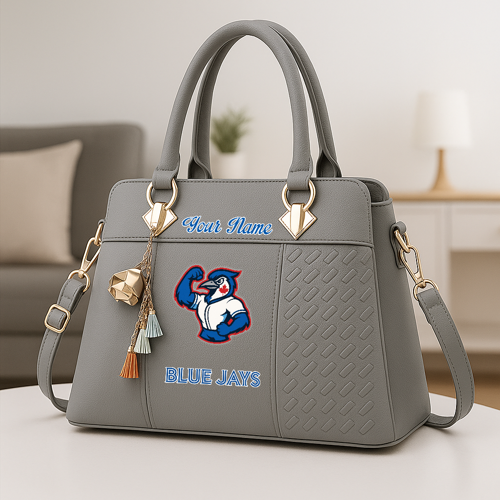 LIMITED EDITION - NEW CUSTOMIZED MLB12 TBJ TORONTO BLUE JAYS ZIP HANDBAG MULTICOLOR