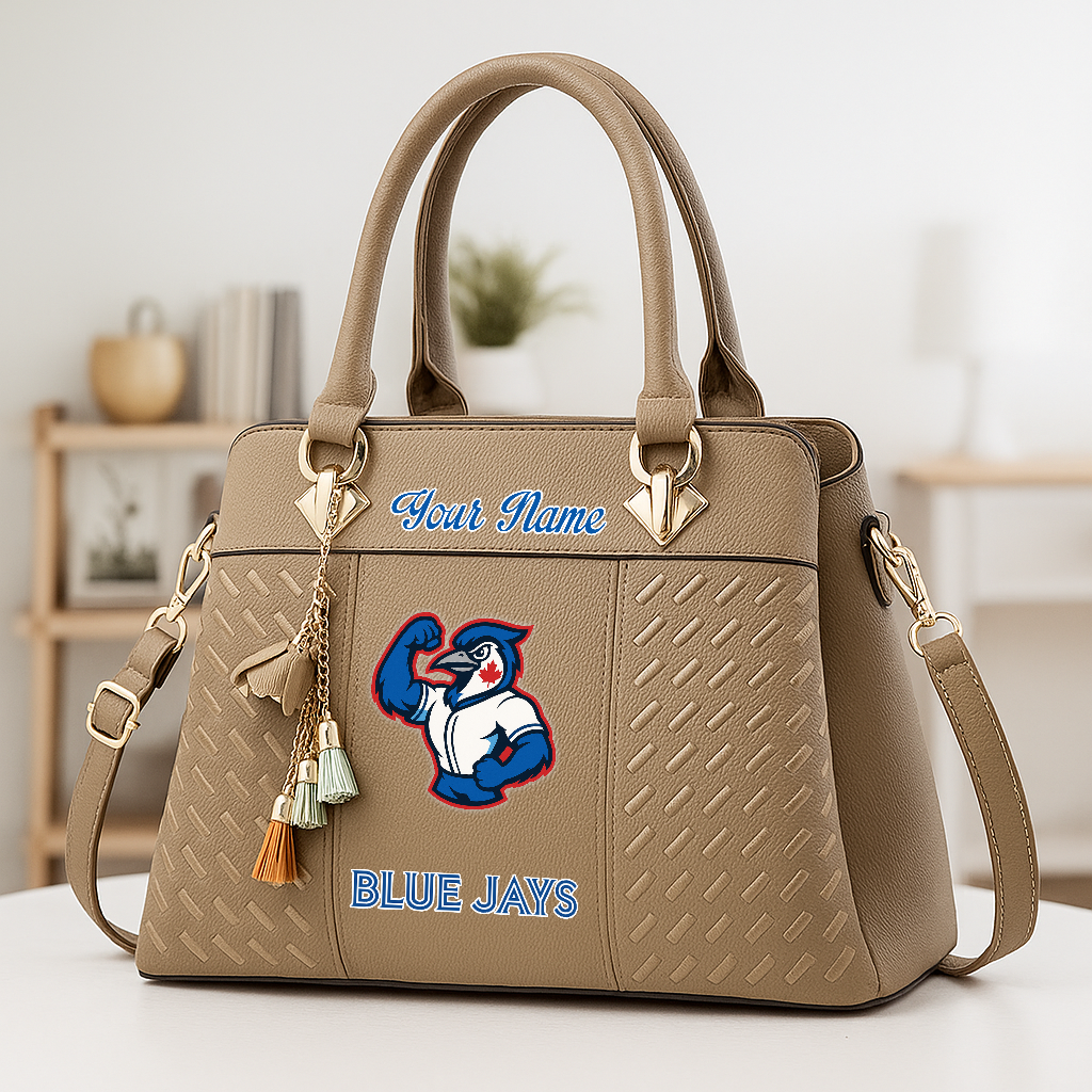 LIMITED EDITION - NEW CUSTOMIZED MLB12 TBJ TORONTO BLUE JAYS ZIP HANDBAG MULTICOLOR