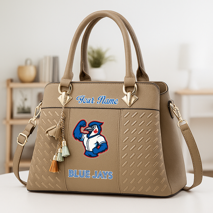 LIMITED EDITION - NEW CUSTOMIZED MLB12 TBJ TORONTO BLUE JAYS ZIP HANDBAG MULTICOLOR