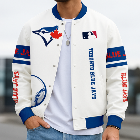 LIMITED EDITION - NEW CUSTOMIZED MLB12 TBJ TORONTO BLUE JAYS BASEBALL JACKET, SATIN VARSITY JACKET