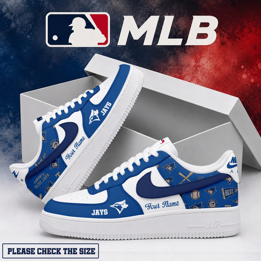 LIMITED EDITION - NEW CUSTOMIZED MLB12 TBJ TORONTO BLUE JAYS AF1 SHOES