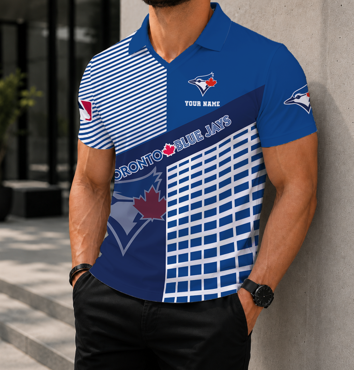 LIMITED EDITION - NEW CUSTOMIZED MLB12 TBJ TORONTO BLUE JAYS POLO SHIRT