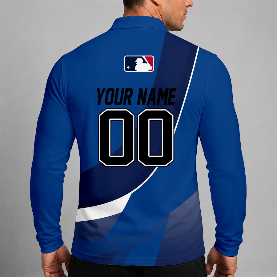 [FLASH SALE] NEW CUSTOMIZED MLB12 TBJ TORONTO BLUE JAYS MEN'S LONG SLEEVE POLO