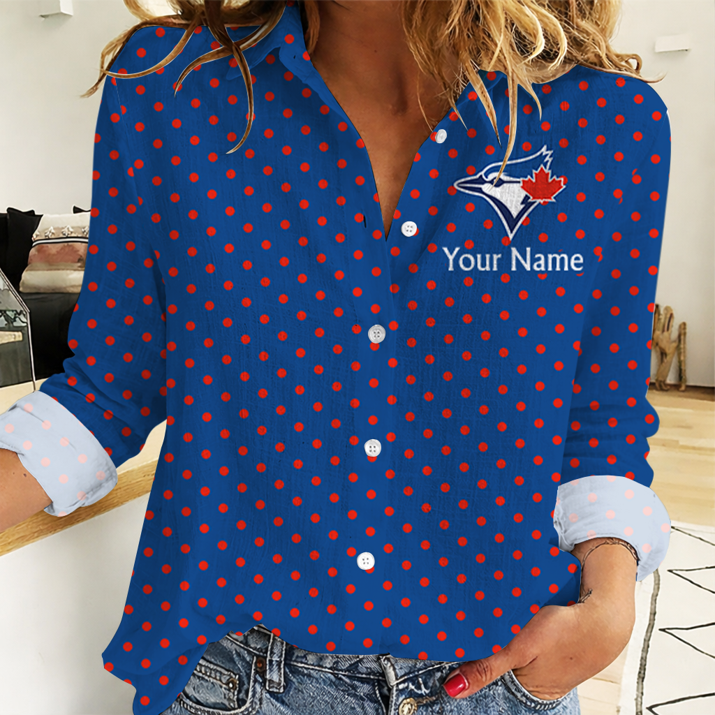 EXCLUSIVE EDITION - NEW CUSTOMIZED MLB12 TBJ TORONTO BLUE JAYS WOMEN CASUAL SHIRT