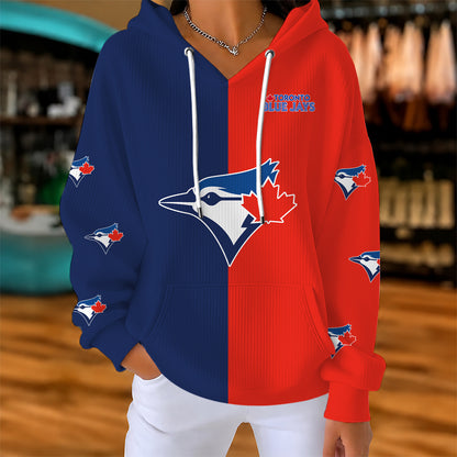 [FLASH SALE] NEW CUSTOMIZED MLB12 TBJ TORONTO BLUE JAYS RIBBED HOODIE & SWEATSHIRT