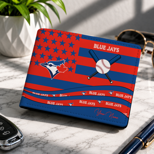 LIMITED EDITION - NEW CUSTOMIZED MLB12 TBJ TORONTO BLUE JAYS LEATHER WALLET