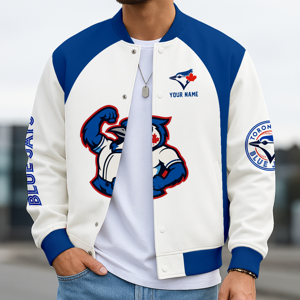 LIMITED EDITION - NEW CUSTOMIZED MLB12 TBJ TORONTO BLUE JAYS BASEBALL JACKET, SATIN VARSITY JACKET