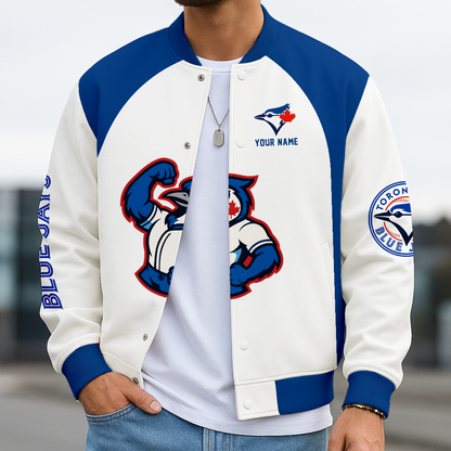 LIMITED EDITION - NEW CUSTOMIZED MLB12 TBJ TORONTO BLUE JAYS BASEBALL JACKET, SATIN VARSITY JACKET