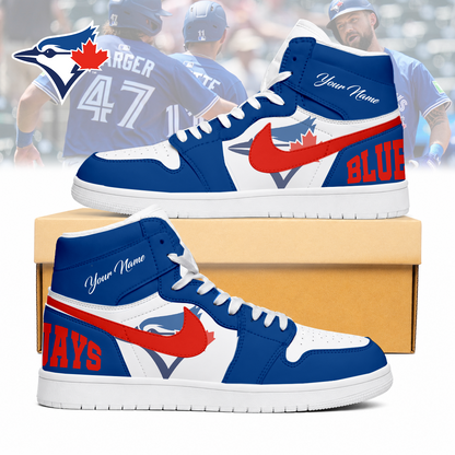 LIMITED EDITION - NEW CUSTOMIZED MLB12 TBJ TORONTO BLUE JAYS AIR JORDAN SNEAKERS