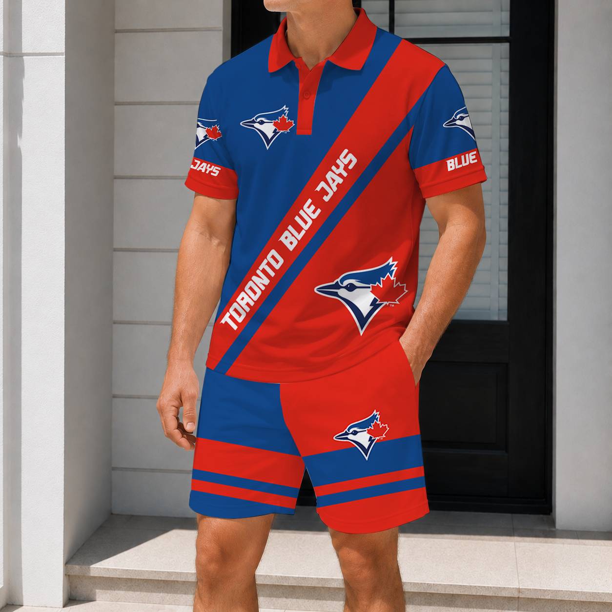 LIMITED EDITION - NEW CUSTOMIZED MLB12 TBJ TORONTO BLUE JAYS POLO & SHORT PANTS SET