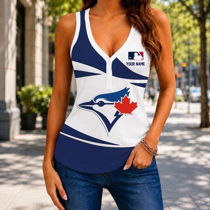 LIMITED EDITION - NEW CUSTOMIZED MLB12 TBJ TORONTO BLUE JAYS WOMEN'S V-NECK TANK TOP