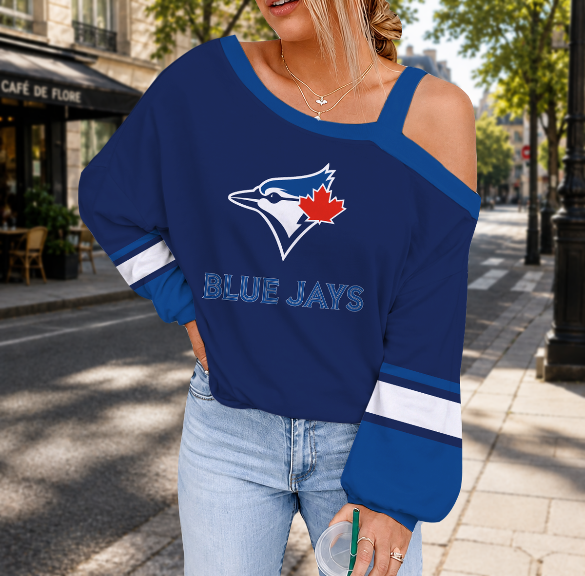 SPECIAL EDITION - NEW CUSTOMIZED MLB12 TBJ TORONTO BLUE JAYS DROP SHOULDER SWEATSHIRT