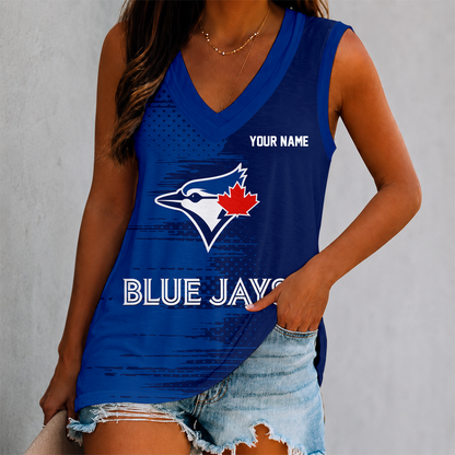 LIMITED EDITION - NEW CUSTOMIZED MLB12 TBJ TORONTO BLUE JAYS WARRIORS WOMEN'S V-NECK TANK TOP