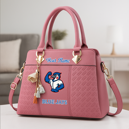 LIMITED EDITION - NEW CUSTOMIZED MLB12 TBJ TORONTO BLUE JAYS ZIP HANDBAG MULTICOLOR