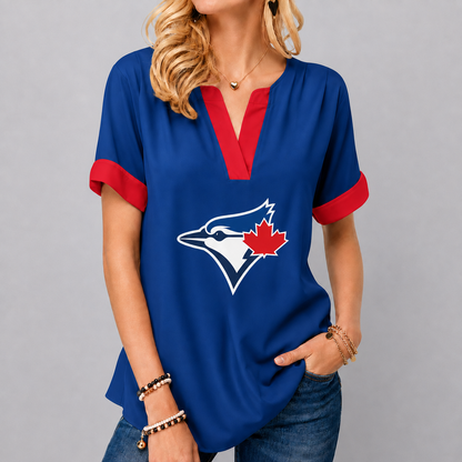 LIMITED EDITION - NEW CUSTOMIZED MLB12 TBJ TORONTO BLUE JAYS V-NECK FEMALE SHIRT