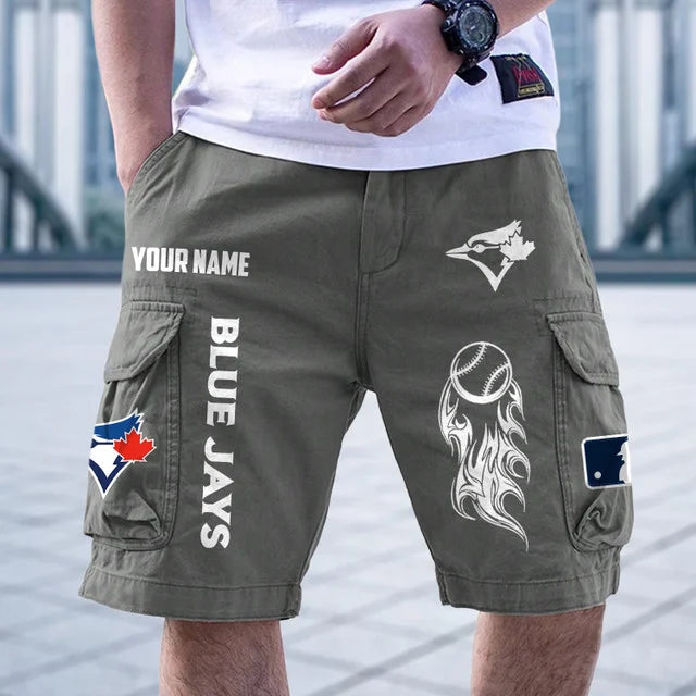 [FLASH SALE] NEW CUSTOMIZED MLB12 TBJ TORONTO BLUE JAYS MEN'S CARGO SHORTS