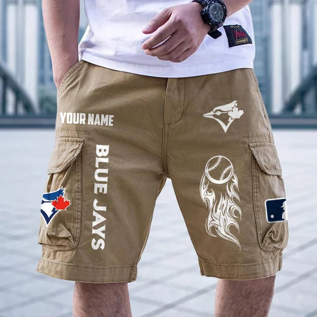 [FLASH SALE] NEW CUSTOMIZED MLB12 TBJ TORONTO BLUE JAYS MEN'S CARGO SHORTS