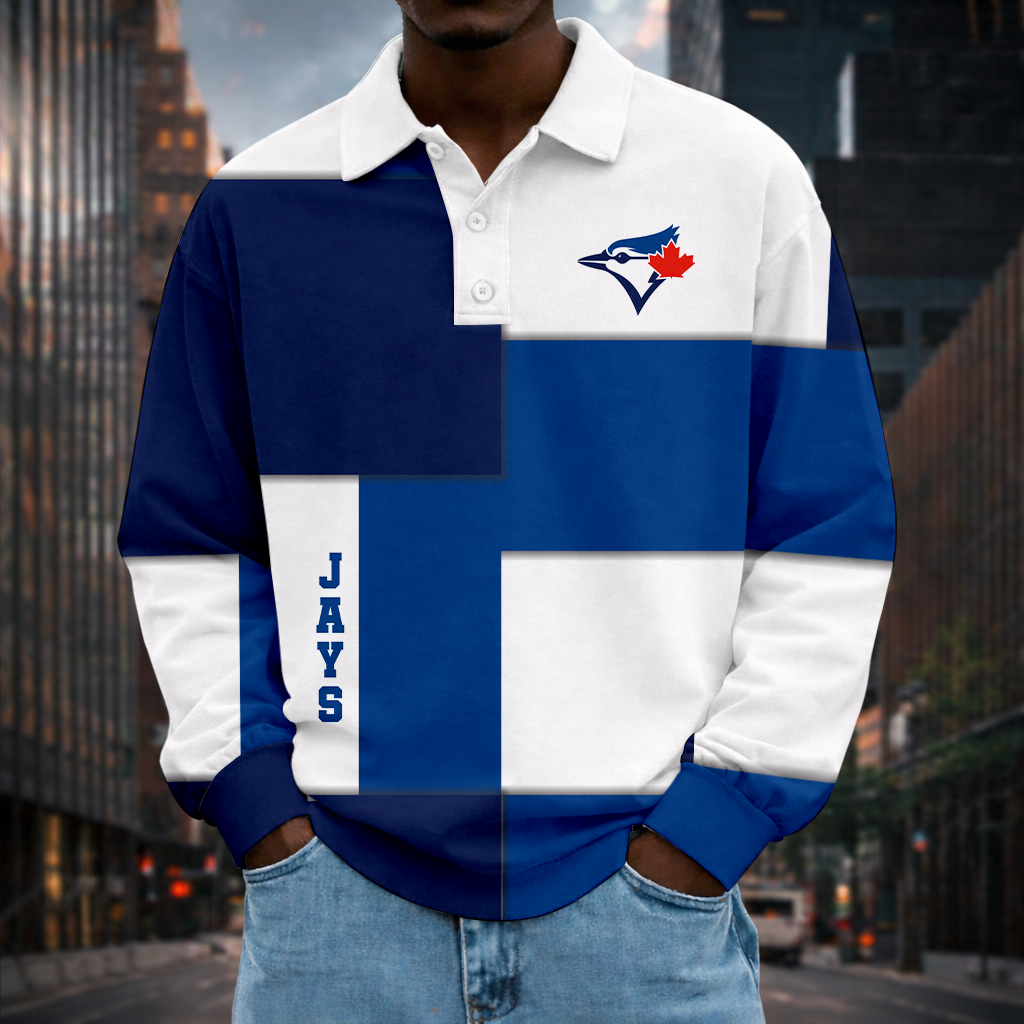LIMITED EDITION - NEW CUSTOMIZED MLB12 TBJ TORONTO BLUE JAYS MEN LONG SLEEVE POLO
