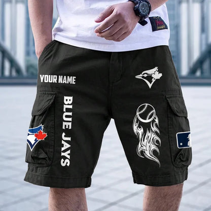 [FLASH SALE] NEW CUSTOMIZED MLB12 TBJ TORONTO BLUE JAYS MEN'S CARGO SHORTS