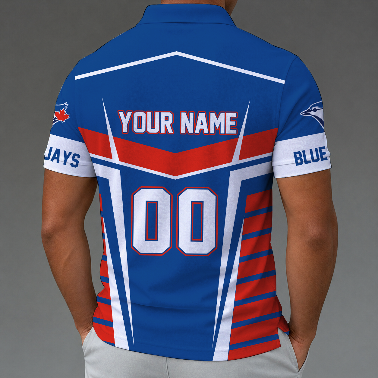LIMITED EDITION - NEW CUSTOMIZED MLB12 TBJ TORONTO BLUE JAYS ZIP POLO SHIRT