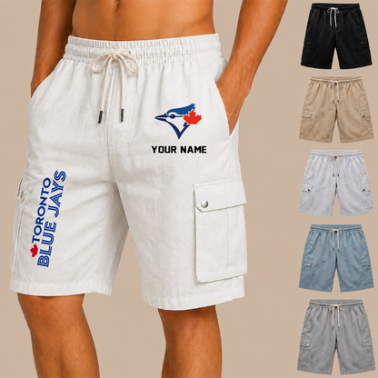 [FLASH SALE] NEW CUSTOMIZED MLB12 TBJ TORONTO BLUE JAYS MEN'S DRAWSTRING CARGO SHORTS