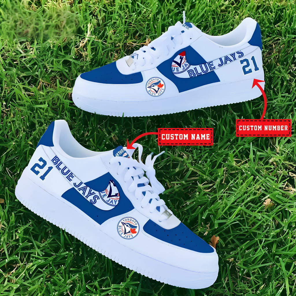 [FLASH SALE] NEW CUSTOMIZED MLB12 TBJ TORONTO BLUE JAYS AF1 SHOES