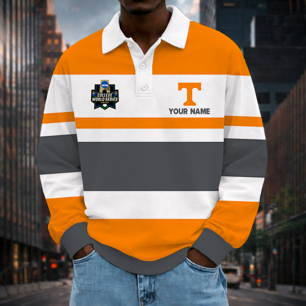 LIMITED EDITION - NEW CUSTOMIZED NCAA CWS12 TNV TENNESSEE VOLUNTEERS UNISEX LONG SLEEVE POLO