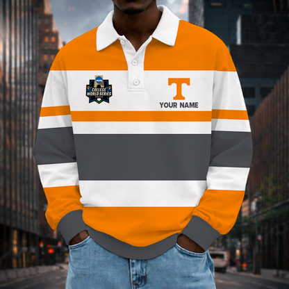 LIMITED EDITION - NEW CUSTOMIZED NCAA CWS12 TNV TENNESSEE VOLUNTEERS UNISEX LONG SLEEVE POLO