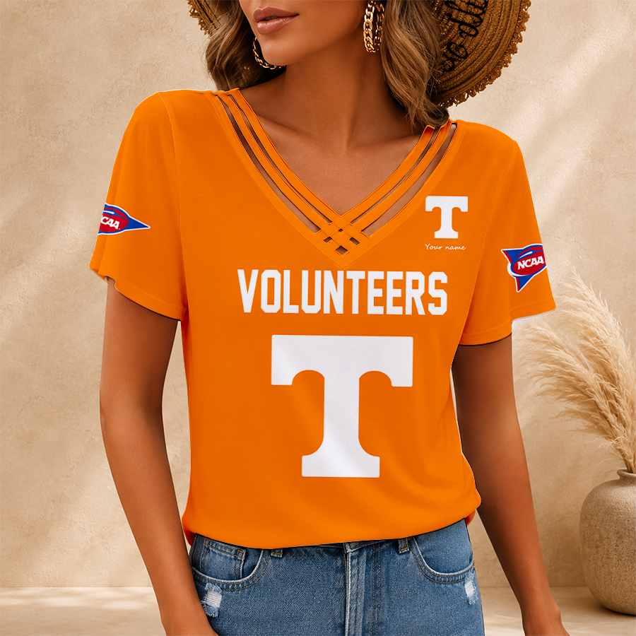 [FAN FAVORITE] NEW CUSTOMIZED NCAA CWS12 TNV TENNESSEE VOLUNTEERS V-NECK SHIRT